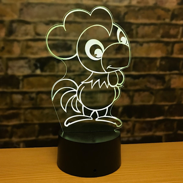 3D nattlys LED-lampe stjernetegnspynt dekorasjon akryl kreativ liten bordlampe nattbordslampe kreativ gave dragon Black base remote control