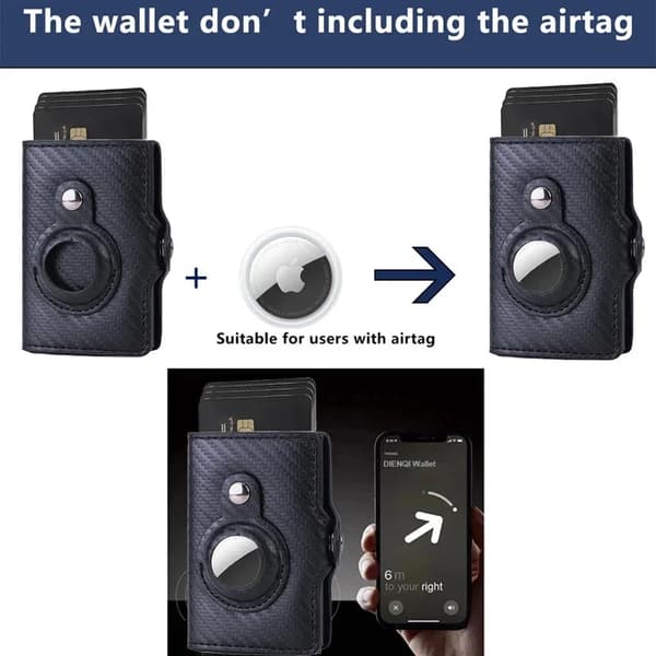 Rfid Slim Läder Airtag Hållare Pengar Kortfodral (Brun)