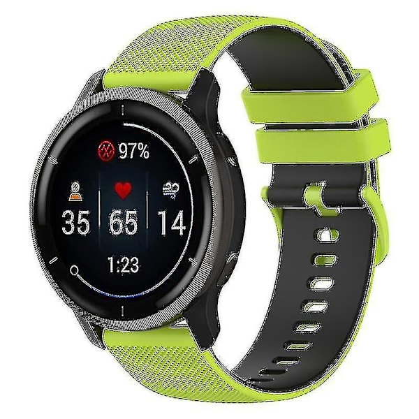 Garmin Venu2 Plus/Venu Sq/Vivomove Grid Textur Silikonklockarmband 20mm Tvåfärgat Armband Black, Lime Black H Garmin Venu 2 Plus