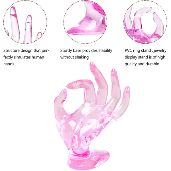 Hand Ok Gesture Ring Display Stand Klar Armbånd Hånd Display Support Pink Smykker Display Ring Holder Hånd Plast Mannequin Hand Stand