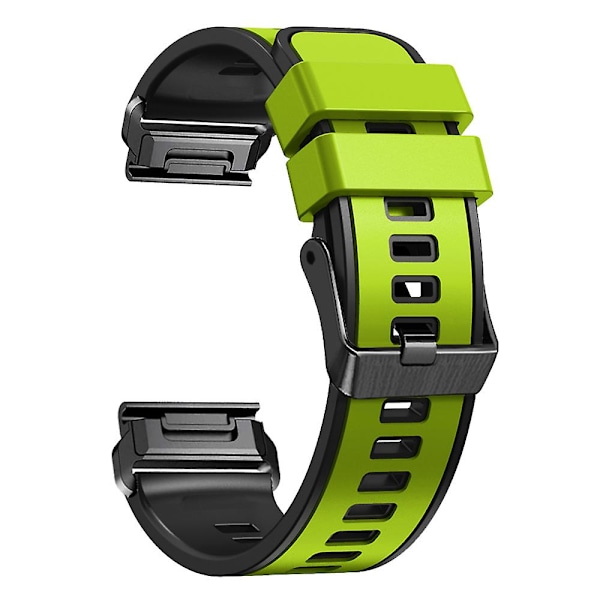 For Garmin Tactix 7 Pro/Tactix Delta Erstatningsarmbånd Hurtigutløsning To-farget Myk Silikon Sportklokkebånd Lime    Black