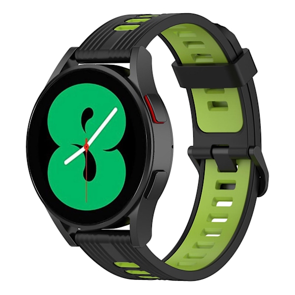 For Samsung Galaxy Watch 5 Pro 45mm/Huami Amazfit Bip 3 Pro Dual Color 20mm Silicone Watch Band Stripe Design Replacement Strap Black   Lime
