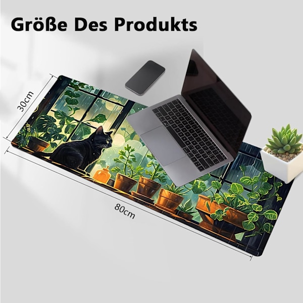 Sødt Gaming Musemåtte, Grøn Vandafvisende Skrivebordsmåtte Skridsikker Gummibase (300 X 800 X 3 Mm)