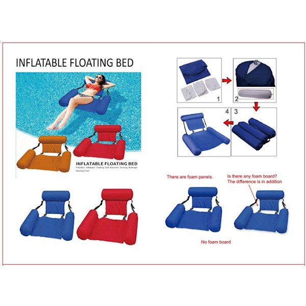 Luksus Oppustelig Vand Lounger - Holdbar Pvc Flydende Sengesofa (Gul)