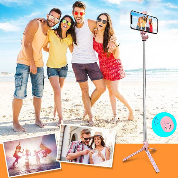 Bluetooth Selfie Stick-stativ med trådlös fjärrkontroll, lämplig för Selfie-videoinspelning Live Compati