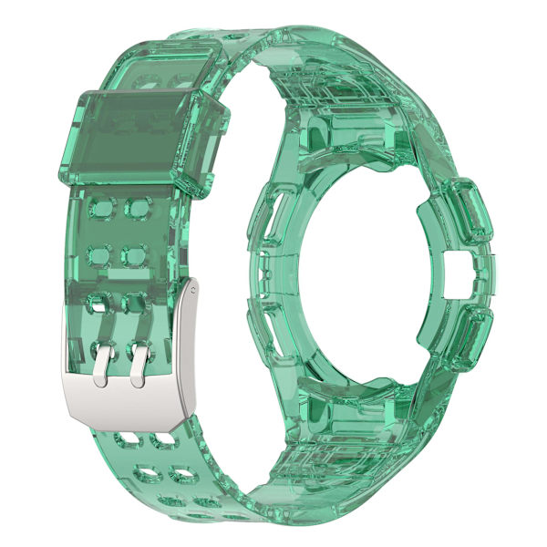 Silikone Watch Band Udskiftningsrem til Samsung Galaxy Watch4 44mm, med Integreret Watch Case Transparent Green