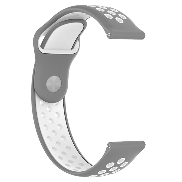 KLB-SSGJ-004 Samsung Gear Sport / Samsung Gear S2 Classic -silikoniranneke 20 mm:n soljella varustettu rannekoru Grey  White