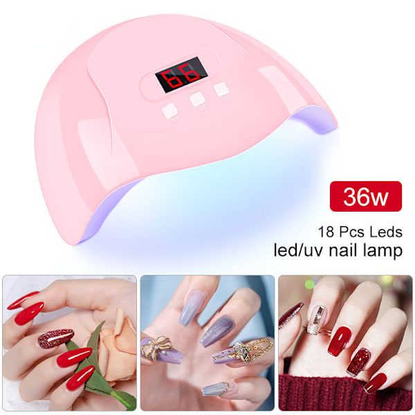 54W LED UV Nagellampa Polerings Tork Gel Akryl Härdande Ljus Professionellt Spa Verktyg