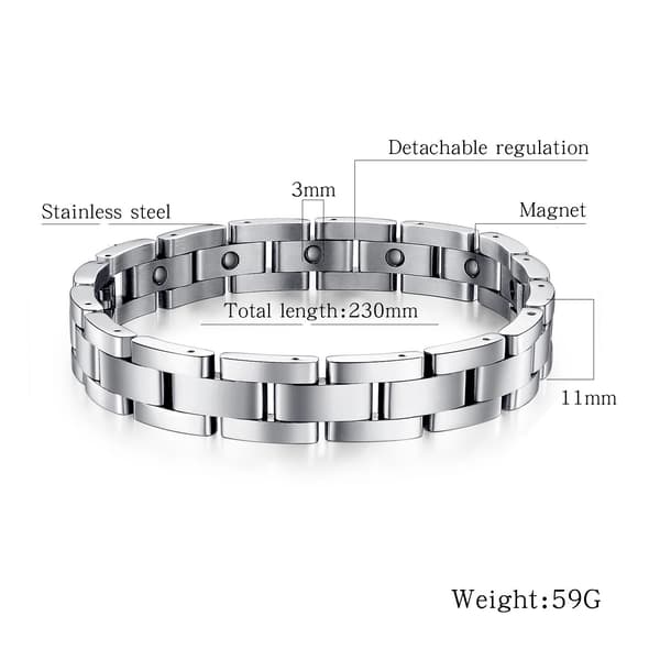Armbånd til magnetterapi i titanium rustfrit stål (sølv)