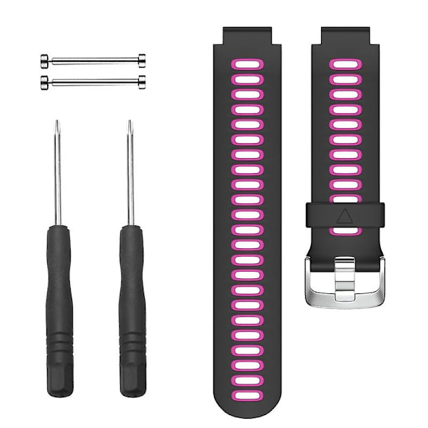 To-farvet silikoneurrem til Garmin Forerunner 735 XT (sort + gul) Black   Rose Red