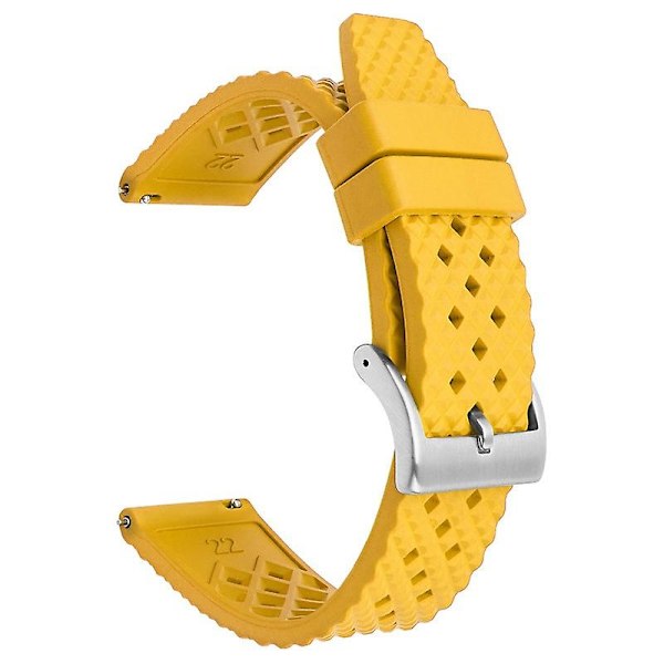 For Huawei Watch GT 3 42mm/ GT 3 Pro 43mm Watch Strap 20mm Fluorubber Wrist Band Yellow Silver Buckle