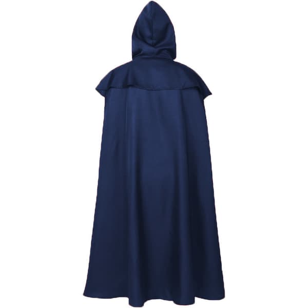 Hættefrakke Kappe Ensfarvet Lang Kappe Roll Cosplay Blue XL