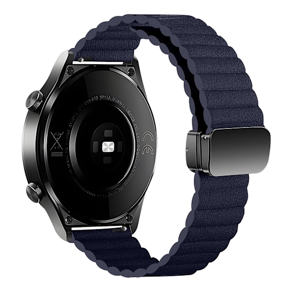 22mm læderrem magnetisk urrem til Samsung Gear S3 Classic / Garmin Vivoactive 4 Indigo Blue