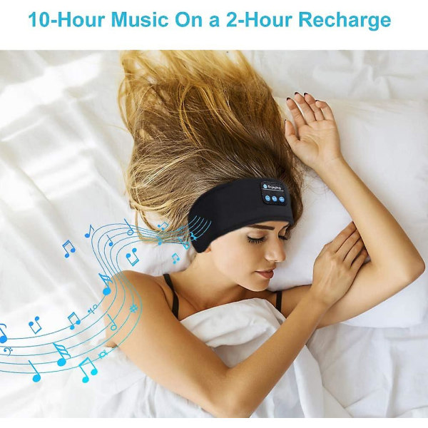 Bluetooth Sleep kuulokkeet Urheilu sanka Ohut Pehmeä Elastinen Mukava Langattomat Musiikkikuulokkeet Sivuun Sleeping Silmänaamarit Black