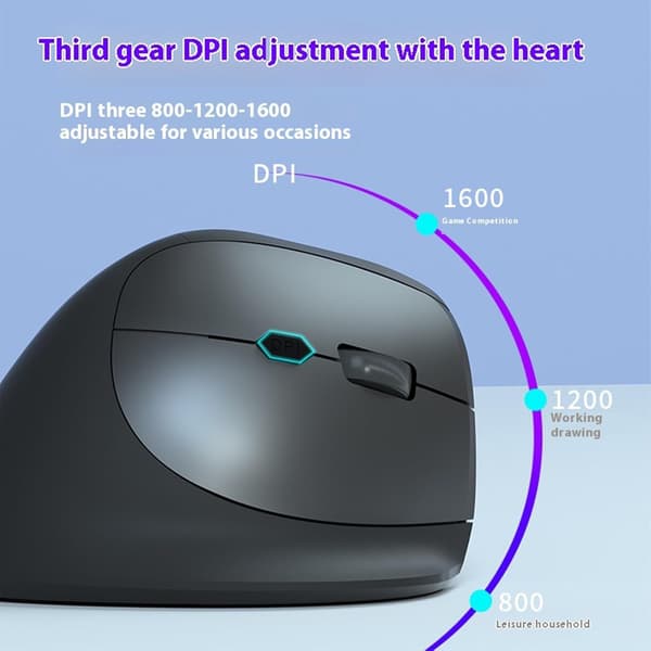Ergonomisk vertikal mus, 1600Dpi lydløs knap USB-ledning (blå)