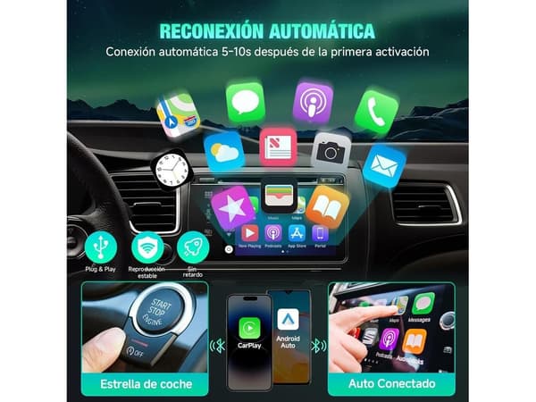 Carplay-adapter, trådløs med USB C/A-grænseflader, kompatibel med iPhone iOS 10 og Android 11