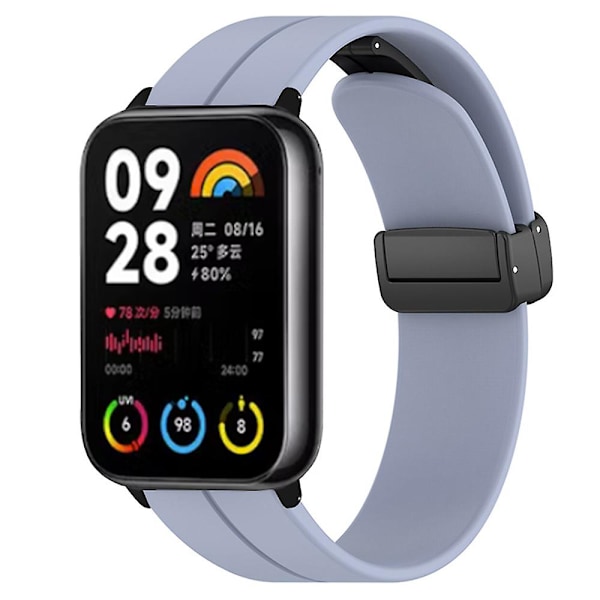 Silikoniranneke Xiaomi Smart Band 8 Pro -älykellolle, magneettisella taittolukolla Lavender Grey