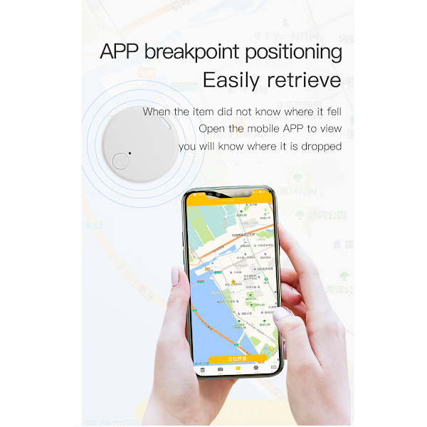 Kadonneen esineen paikantamislaite Pyöreä Bluetooth 5.2 Kaksisuuntainen hälytys Älykäs sijainninmääritys Musta ja valkoinen