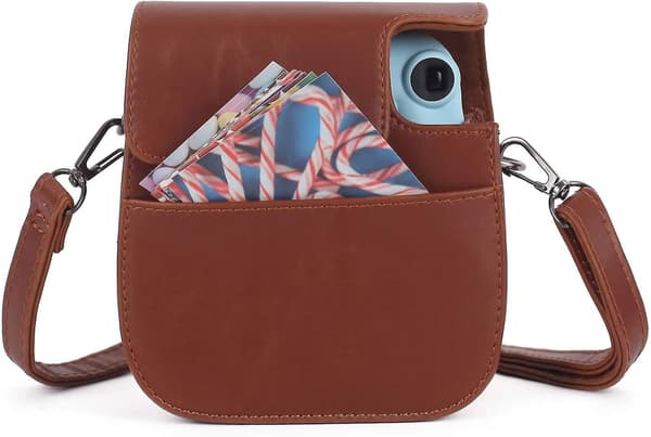 Case för Fujifilm Instax Mini 11 Pu läderväska med axelrem Brown
