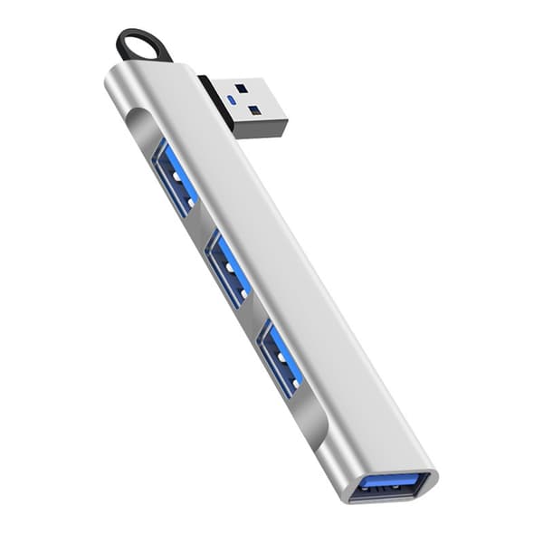Adapter - USB Hub Multiport, Side 4-i-1 Trådløs USB 3.0 Dockingstation (Sølv)