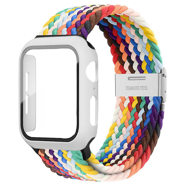 Punottu solosilmukka Apple Watch rannekkeelle 44mm 40mm 45mm 41mm 42mm 38mm case+ hihna Nylon joustava rannekoru Iwatch Serie 3 5 6 Se 7 8 38mm series 321 Pride Edition