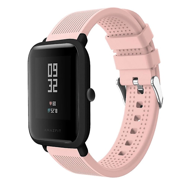 20mm Texturerad mjuk klockarmband med pannrynkor för Huami Amazfit Watch Youth Edition Pink D Huami Amazfit Watch