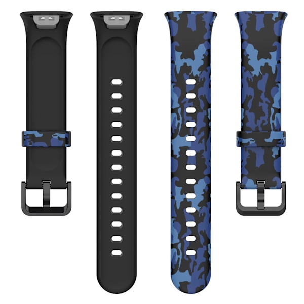 Til Xiaomi Mi Band 7 Pro Sport Band Blødt Silikone Mønster Tryk Udskiftning Rem, Standard Størrelse Camouflage Blue