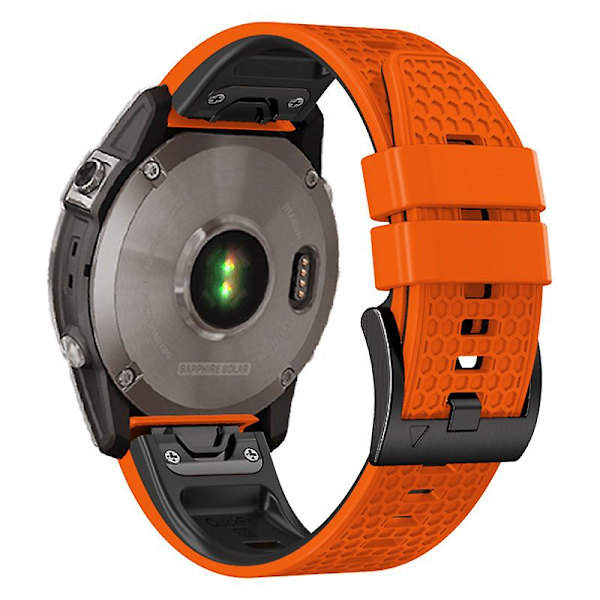 Dot Texture Watch Band til Garmin Fenix 7 / Forerunner 965 / 955 / 945 / 935, Blød Silikon Dual-farvet Rem Orange Black