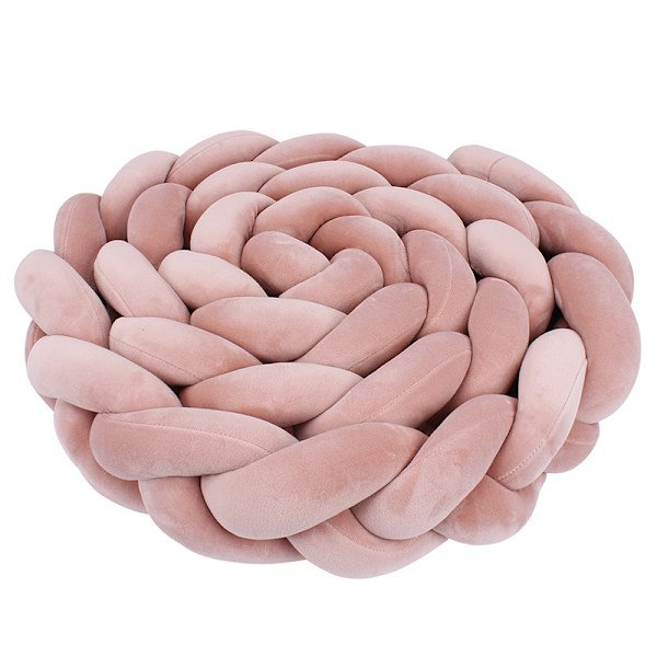 Baby Krybbe Pude, Håndlavet Blød Flettet 3-Strenget Pude (Karamel, 3M)
