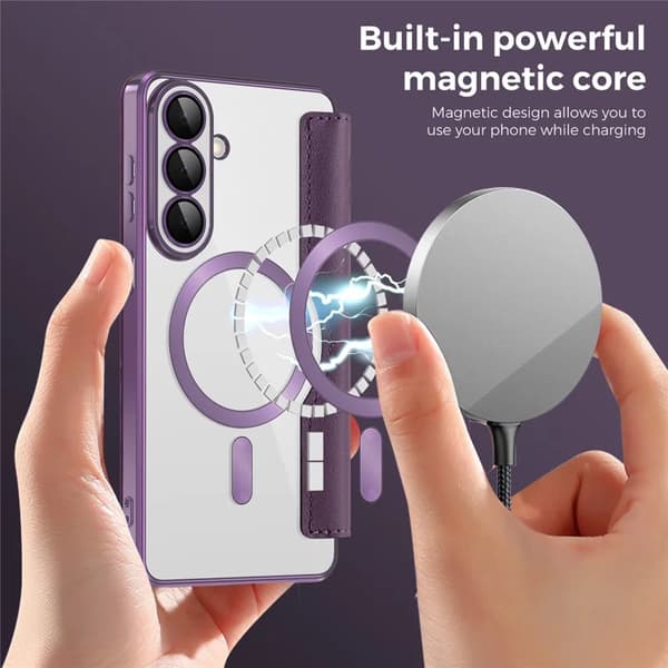 Etui til Samsung Galaxy S26 Plus, magnetisk etui RFID-blokerende kortholder (lilla)