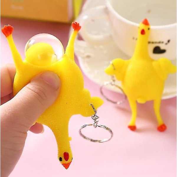 Mini 9 cm kyckling och ägg leksak stress relief äggläggande nyckelring