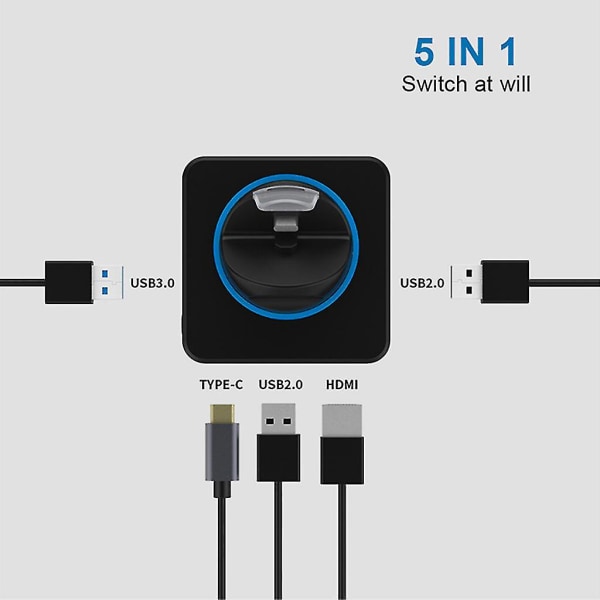 Kannettava video-TV-muunnin laturialusta 5 in 1 Monitoiminen HDMI-yhteensopiva lataustelakka, yhteensopiva kytkimen kanssa