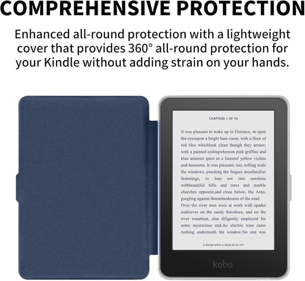Fodral för 6\" Kobo Clara Bw 2024 Released, med automatisk sömn/väckning Dark Blue
