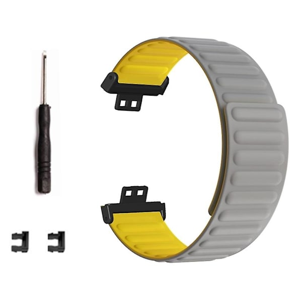 Magnetisk silikone rem til Huawei Watch Fit / Watch Fit Special Edition Grey Yellow