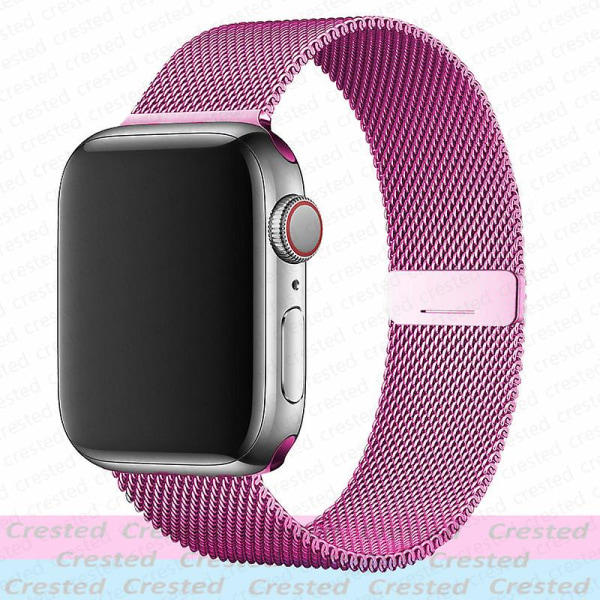 Milanese Loop Strap Til Apple Watch Ultra Band 44mm 40mm 45mm 41mm 49mm 42mm 38mm 44 Mm Correa Armbånd Iwatch Series 3 6 Se 7 8 38mm 40mm 41mm Barbie powder