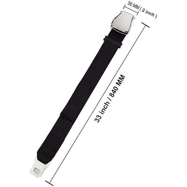 Flygplansbältesförlängare, universell justerbar flygplansbältesdel med 45 stålspänne 50-84 cm