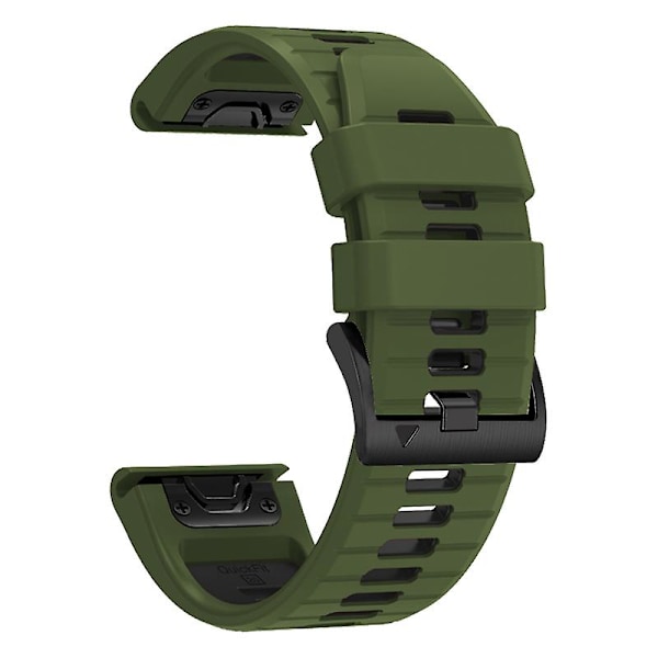 Dual-farvet udskiftningsrem i silikone til Garmin Fenix 7 Pro / Fenix 7 Army Green Black