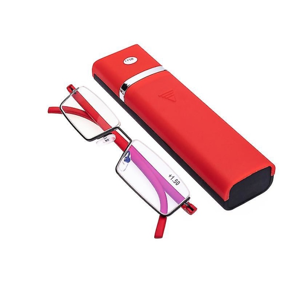 Puolirunkoiset metalliset lukulasit silmien rasitusta estävät siniset valoa estävät lasit-wtake 1.25x Red