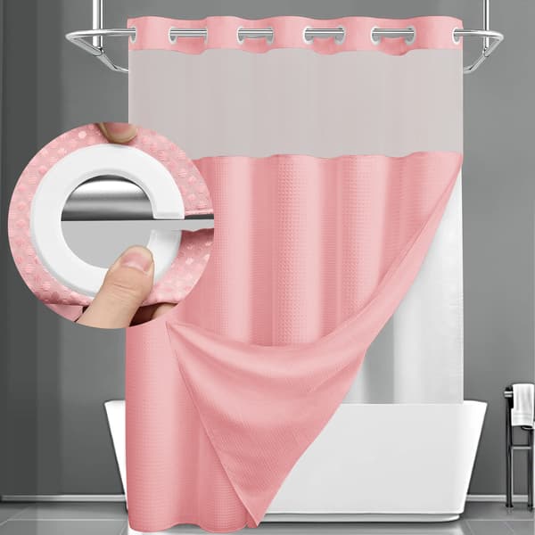 Bruseforhæng, vaffel, krogfrit med snapforing, 183 cm x 190 cm Pink