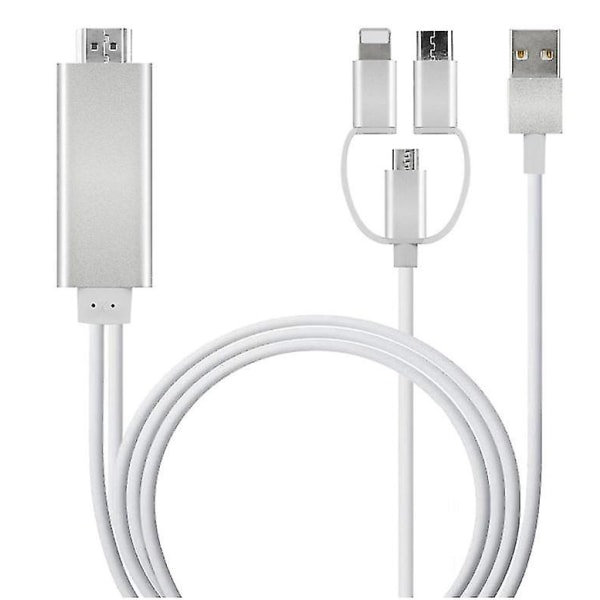 3-i-1 Usb-c/micro USB /belysning till HDMI-adapterkabel