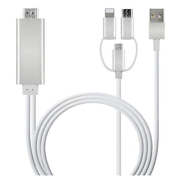 3-in-1 USB-C/Micro USB/Lightning–HDMI-adapterikaapeli