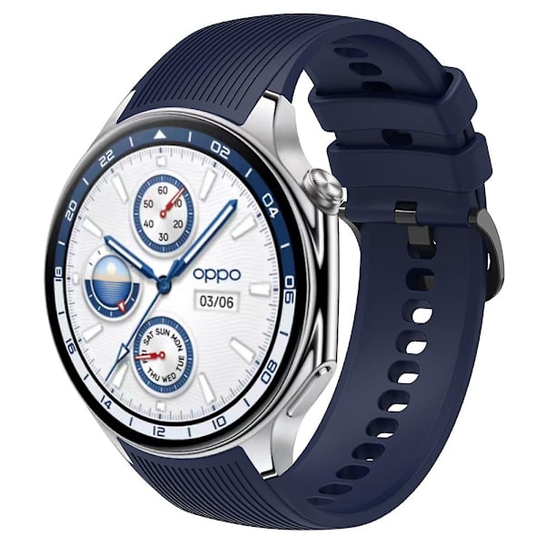 Til Oppo Watch X Udskiftning Blød Silikone Rem Justerbar Urrem Midnight Blue