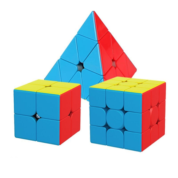 Speed Cube Sæt, Stickerless Magic Cubes Kollektion Pyramide 3-delt Sæt