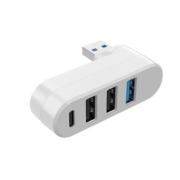 Usb C Hub Multiport Adapter, 4-Port [90°/180° Graders Rotationsbar], Med 1 Usb C Port (Vit)