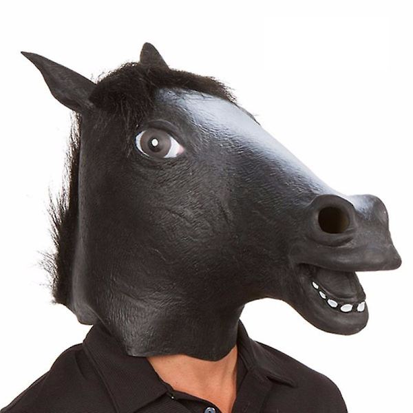 Hästmask Klä Upp Hästhuvud Latexmasker för vuxna Maskerad BLACK