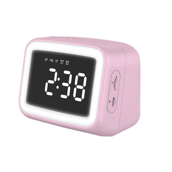 Bluetooth-høyttaler Bt511 Speilklokke Nattlys Fm Stereo (Rosa)
