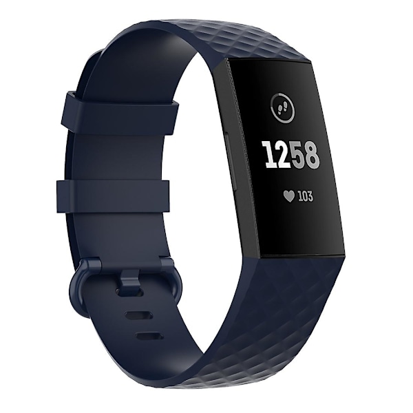 18mm hopeanvärinen solki TPU rannekoru Fitbit Charge 4 / Charge 3 SE -kellolle, koko: L Navy Blue