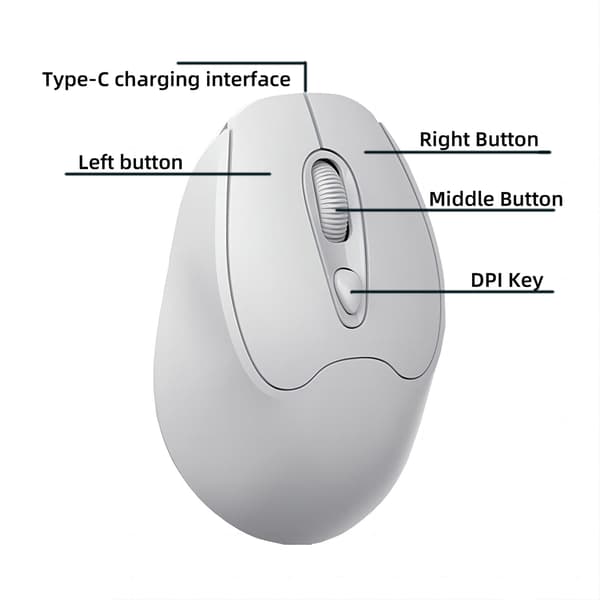 Mus trådløs, ergonomisk, BT 5.2 /2.4G to-tilstand (grå)