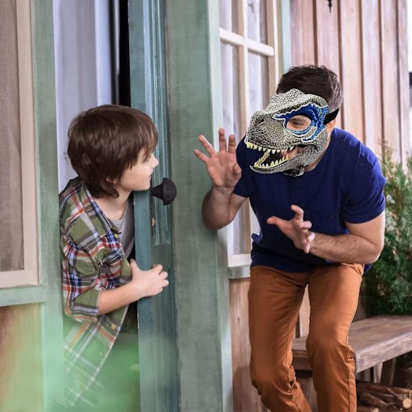 Blå dinosauriemask Lätt att bära med säker rem Dino Cosplay