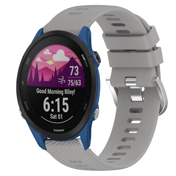 Yksivärinen silikoniranneke Garmin Forerunner 255S -älykelloon Grey